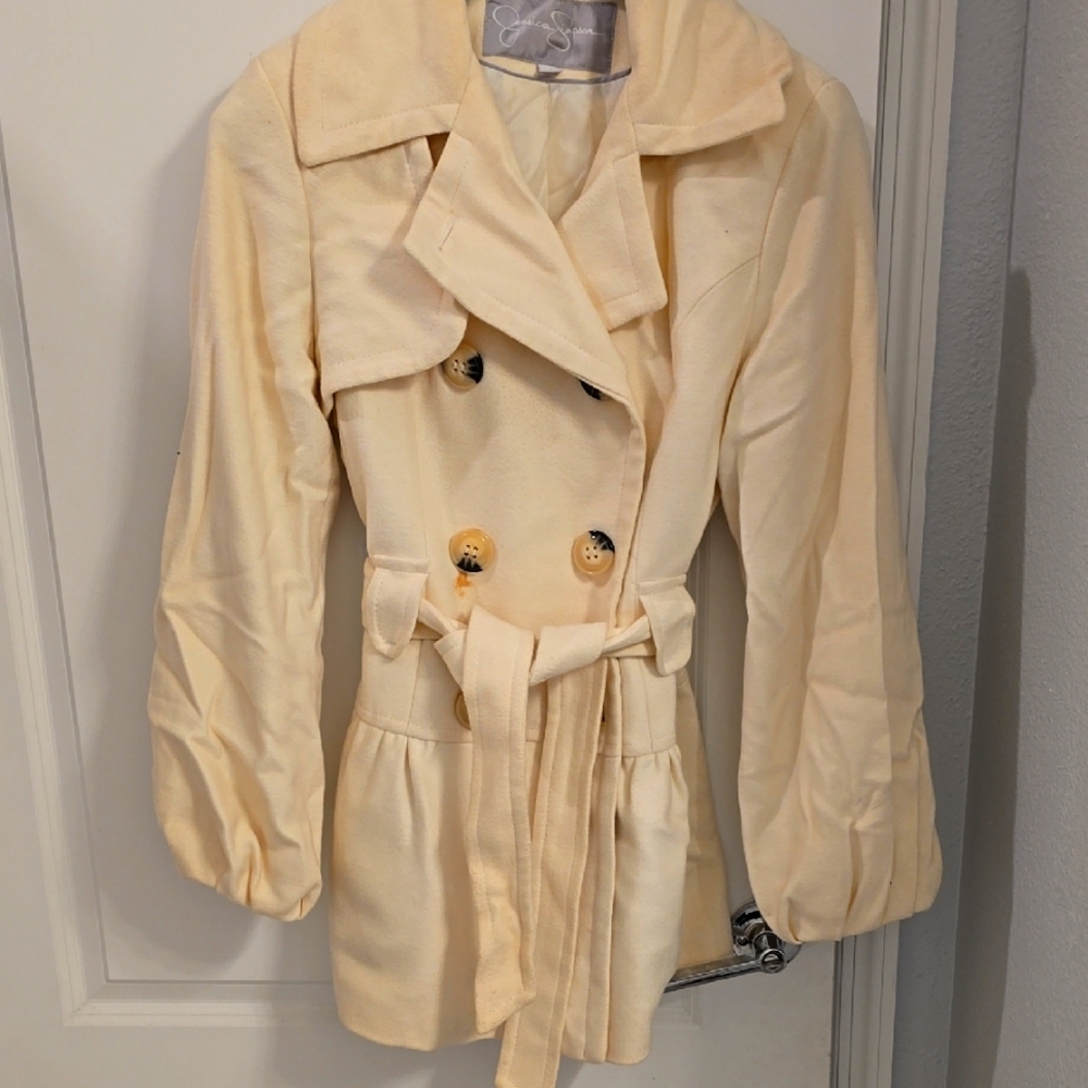 Jessica Simpson Women's Cream Double-Breasted Coat